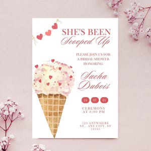 Ice Cream Bridal Shower Invitation She&#39;s Been Scooped Up Bridal Shower Invite, Summer wedding shower, All Scooped Up Bridal Shower.