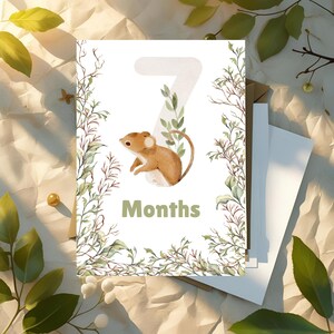 Cartes jalons Woodland Baby, cartes jalons mensuels Woodland Baby, accessoire photo imprimable pour la première année, jalon mensuel neutre en termes de genre.