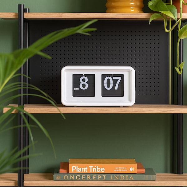 Stylish Flip Clock in White - Retro / Vintage / Aesthetic / Trendy / Mid-Century Modern