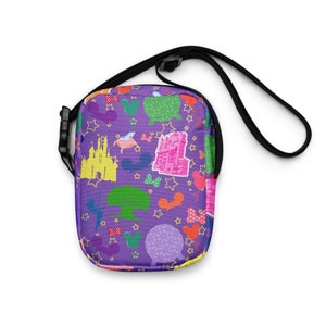 Disney Purple Park Icons WDW Utility Crossbody Bag