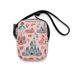Cinderella Pink Princess Castle and Crown Utility Crossbody Bag Disney Inspired Accessories