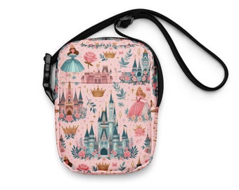 Cinderella Pink Princess Castle and Crown Utility Crossbody Bag Disney Inspired Accessories