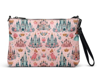Cinderella Pink Princess Castle and Crown Crossbody Purse Disney Inspired Accessories Disney Bag Disney Clutch Wristlet