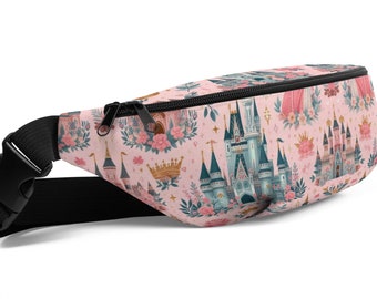 Cinderella Pink Princess Castle and Crown Fanny Pack Disney Inspired Accessories Disney Bag