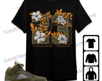 Jordan 5 Olive Unisex T-Shirt, Sweatshirt, Hoodie, 23 Floral, Shirt To Match Sneaker