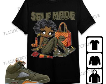 Jordan 5 Olive Unisex T-Shirt, Sweatshirt, Hoodie, Sneaker Girl Selfmade, Shirt To Match Sneaker