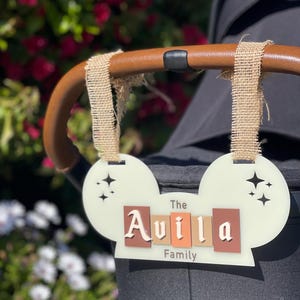 Mouse Ears Stroller Tag | Park Stroller Tag | Acrylic Stroller Tag | Theme Park Stroller Tag | Personalized Name Sign | Stroller Spotter