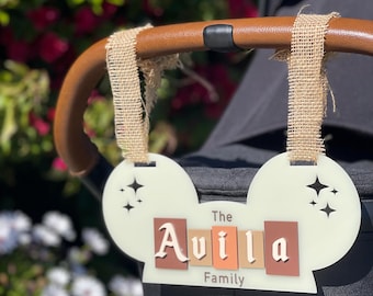 Mouse Ears Stroller Tag | Park Stroller Tag | Acrylic Stroller Tag | Theme Park Stroller Tag | Personalized Name Sign | Stroller Spotter