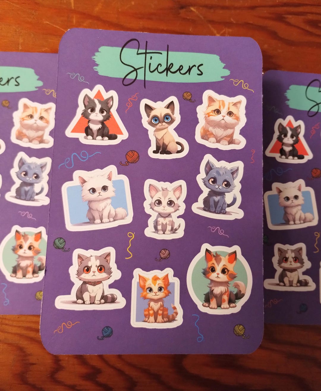 Cats Sticker Sheet, Cute Kitty Sticker Set, Cat Lover Gift, Handmade ...