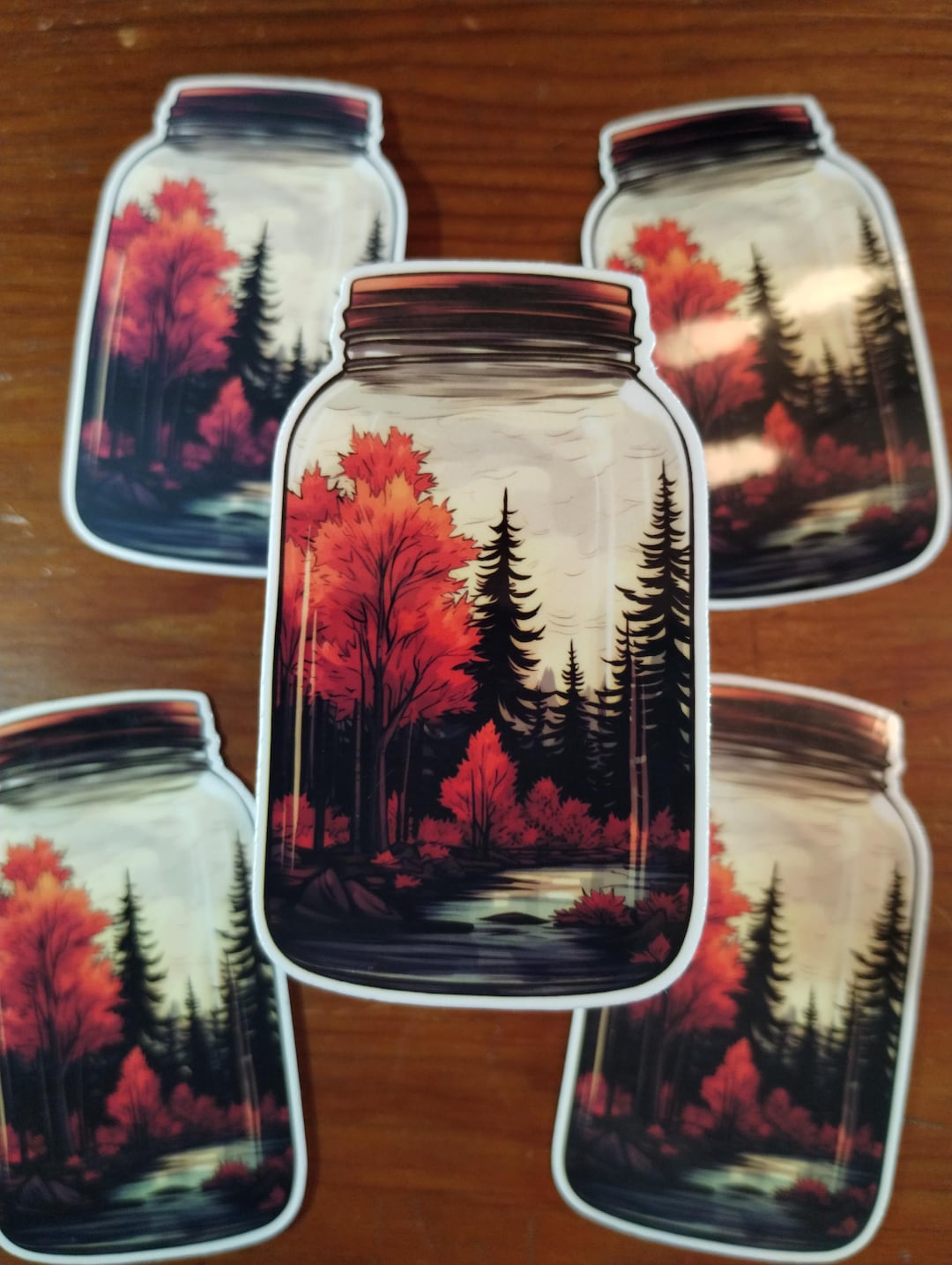 Fall Label Jar Scenic Fall Jar Sticker, Pretty Autumn Scene in a Mason Jar, Gifts for ...