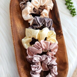 Neutral shades scrunchie set, minimalist skinny/medium satin scrunchies, scrunchie bundle, gifts for her