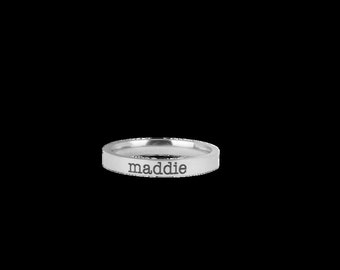 Engraved Stackable Name Ring  3mm Band