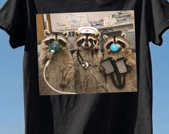Raccoon Nurse PNG, Medical Humor Digital Download, Sublimation Graphic