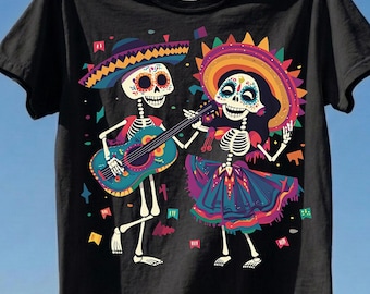 Mexican Skeletons Dancing Day of the Dead PNG, Fiesta Skull Graphic Digital Download