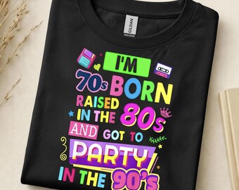 70s 80s 90s Party PNG, Retro Sublimation Digital Download, Instant Download