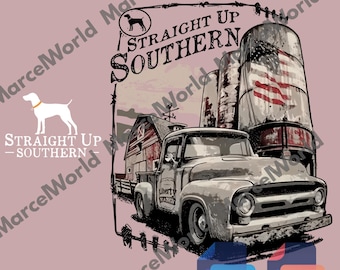 Vintage Straight Up Southern PNG, Southern Boy hoodie, jaren 50 pick-up truck on the Farm SVG, retro shirt voor jagers grafisch shirt, digitaal bestand