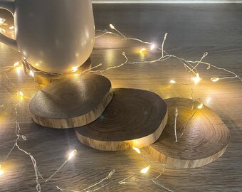 Juego de posavasos de rodajas de madera, decoración rústica para la mesa, recuerdos de boda