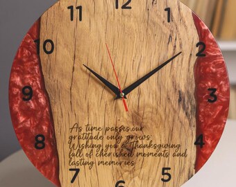 Custom epoxy resin clock, modern round timepiece, unique wooden wall decor