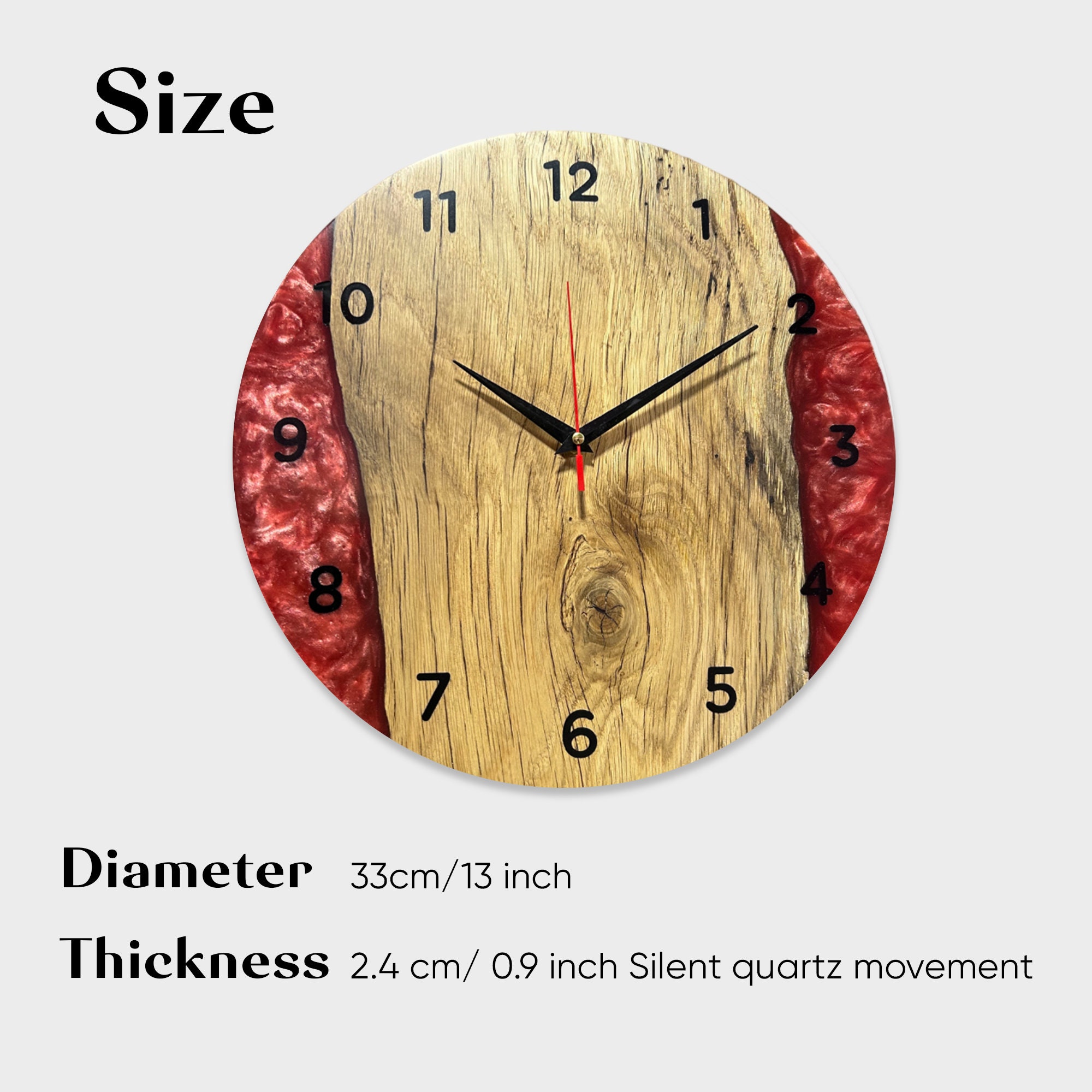 Custom Epoxy Resin Clock, Modern Round Timepiece, Unique Wooden Wall ...