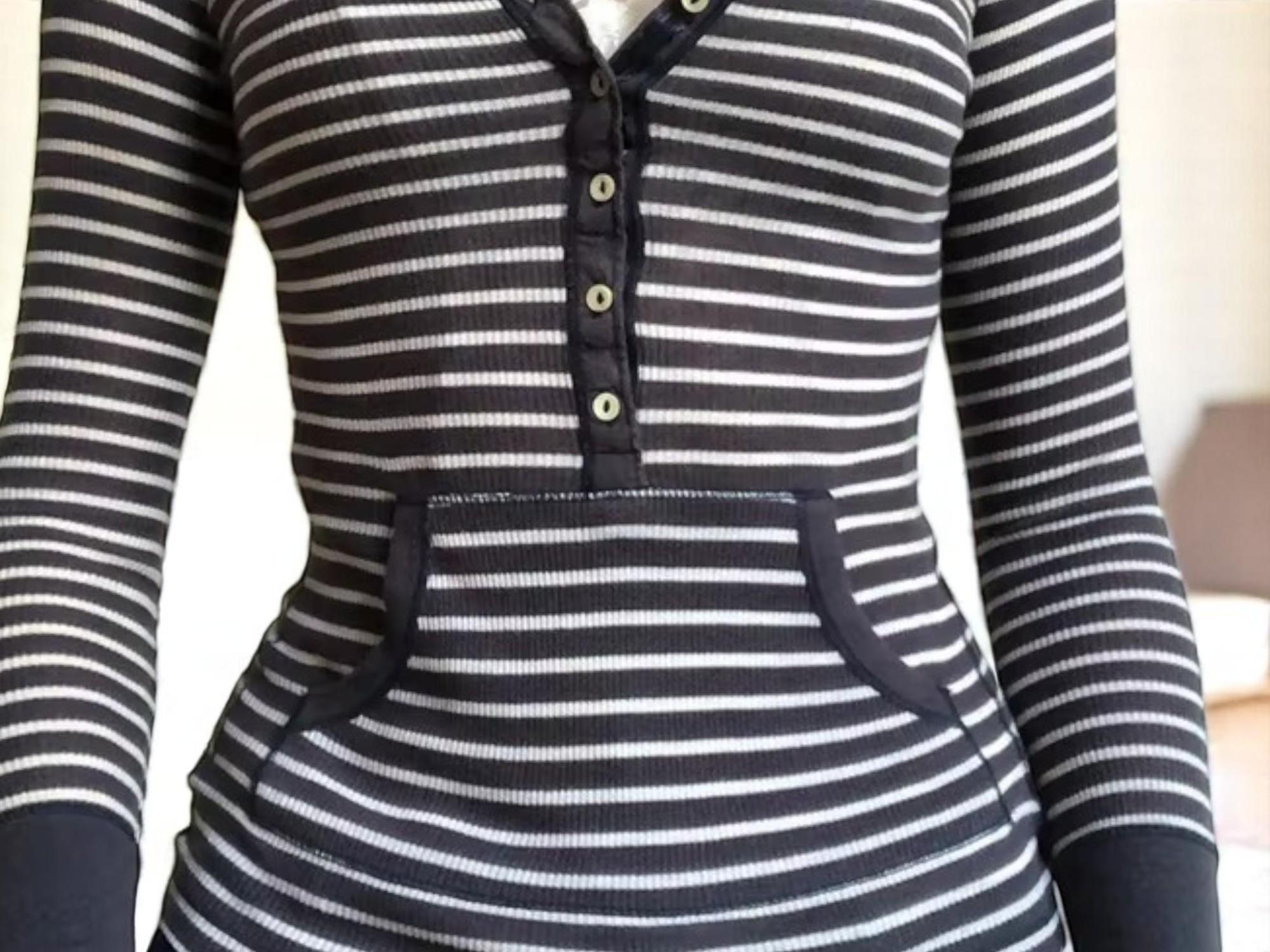 Vintage Striped Button Up Henley Longsleeve Top (S)