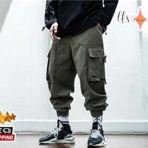 Men's Cargo Jogger Pants | Stylish Hip-Hop Streetwear Style | Trendy Multi-Pocket Loose Bottom | Comfortable Everyday Fashion Outfit