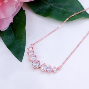 Cascading Crystals Pendant Necklace | Minimalist Necklace | Dainty Necklace | Layered Necklace | Mom Gift for Her