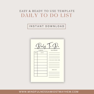 Digital Template and Download Daily To Do List