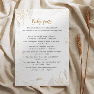 Babyshower Baby Facts Trivia Game, modello Trivia per baby shower, download modificabile, Quiz per futuri genitori, Attività di gioco, Baby, B2