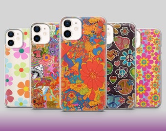 Groovy Hippie Handyhülle Flower Power Cover für iPhone 15, 14, 13, 12, X Samsung S24Ultra, S23FE, S22, A15, A54, A25 Pixel 8A, 8Pro, 7A, 6A