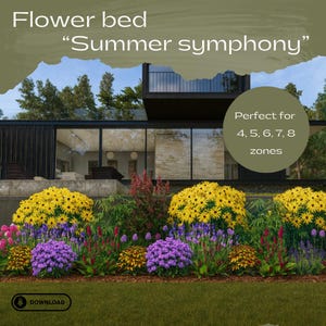 Premade Cottage garden design plan Full sun Partial sun Preplanned pollinator Garden Modern Yard Plan Curb Appeal Zone 4 5 6 7 8