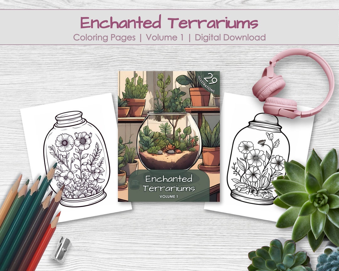 Terrarium Coloring Pages for Adults With 29 Different Sheets Instant ...