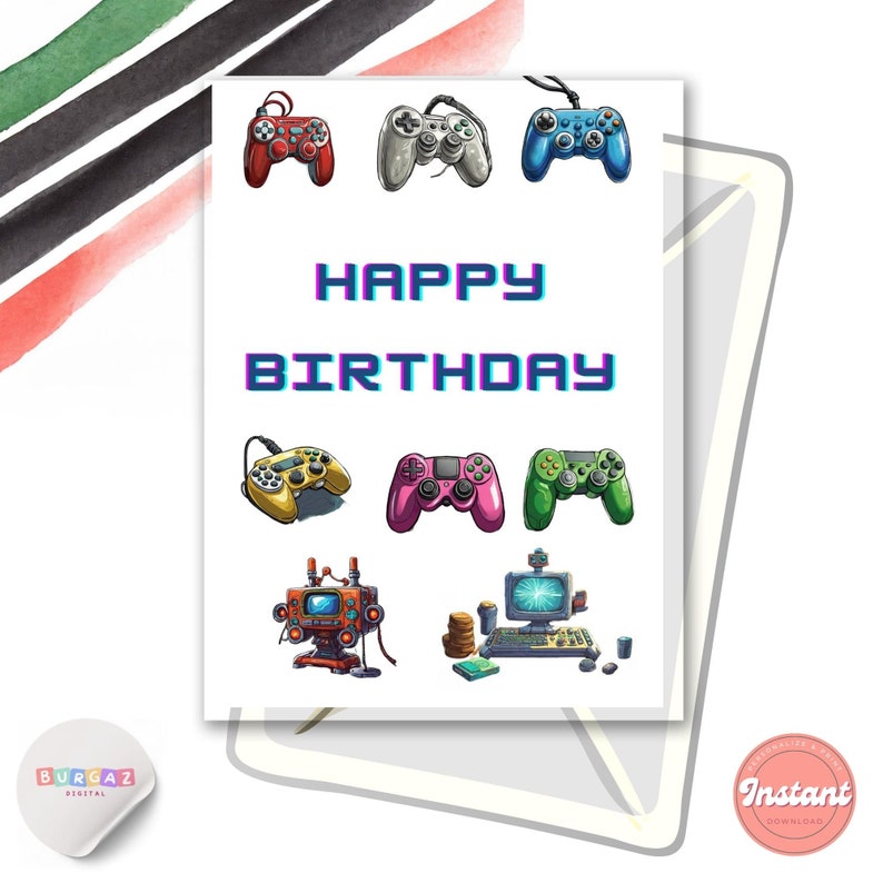 Printable Video Game Birthday Card, Gamer Birthday Card, Video Game ...