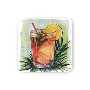 Set sottobicchieri bar vintage retrò / Design / Sottobicchieri per bevande in sughero / Arredamento accessori bar estivi / Regalo unico per gli amanti degli alcolici e dei cocktail