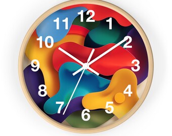 Horloge murale moderne éclectique : horloge artistique design, colorée et unique pour le salon, la chambre d'enfants, le bureau, le café, le bureau. Conception géniale !