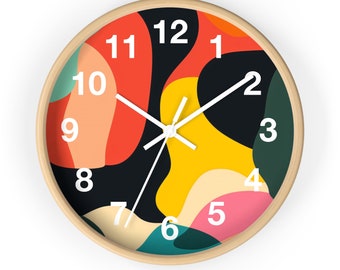 Horloge murale moderne éclectique : horloge artistique design, colorée et unique pour le salon, la chambre d'enfants, le bureau, le café, le bureau. Conception géniale !