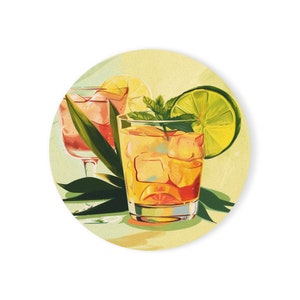 Set sottobicchieri bar vintage retrò / Design / Sottobicchieri per bevande in sughero / Arredamento accessori bar estivi / Regalo unico per gli amanti degli alcolici e dei cocktail