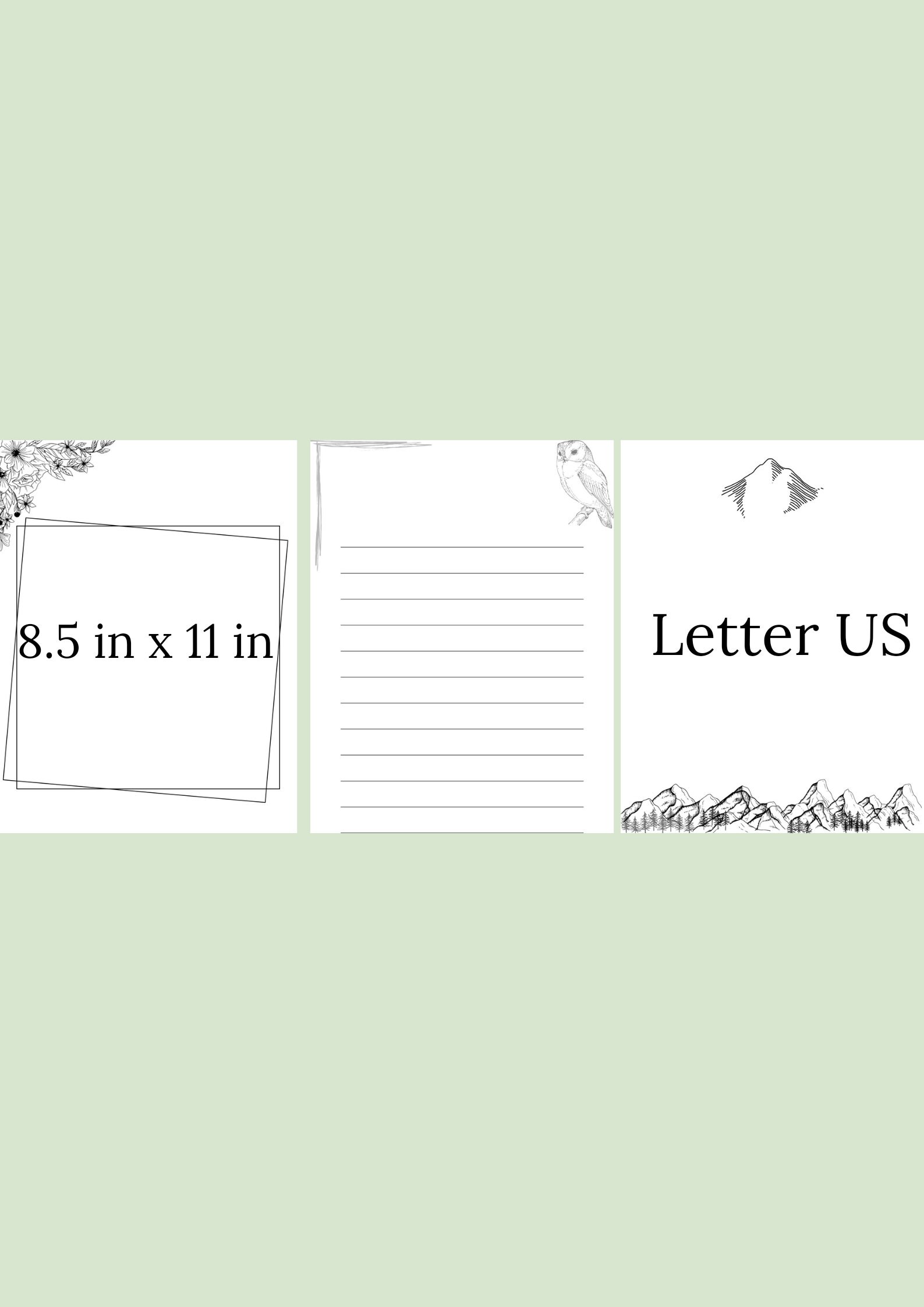 Printable Stationary 15 US Letter Printables B&amp;W Nature Inspired ...