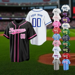 Custom Baseball Jersey Shirt, Personalized Name & Number, Striped Team Uniform, Matching Outfit for Men Women Kids, Baseball Jersey Gifts