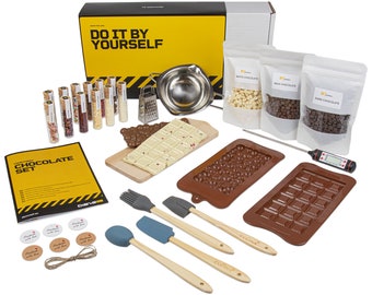 Kit DIBYS per la produzione di cioccolato fai-da-te con ingredienti naturali e 12 condimenti, idea regalo per bambini e adulti