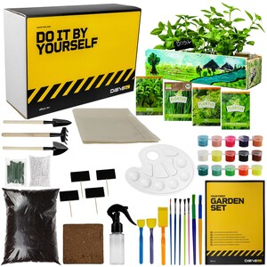 Dibys Set per la coltivazione di bambini con semi di ortaggi, attrezzo da giardinaggio, colora il terreno, scatola di legno