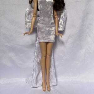 White Bow Wedding Dress for 11.5/12 inch Doll