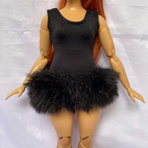 Black set of clothing for 11.5 inch curvy doll, Bodysuit and hip scarf for 1/6 scale curvy doll, Clothes for 30cm curvy doll