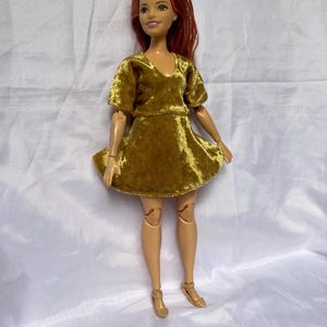 Gold Blouse and Skirt for 11.5inch Curvy Doll, Two-piece Gold Dress for 1/6 Scale Curvy Doll, Set of 2 Gold Clothes for 30cm Curvy Doll