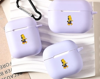 The Simpsons Cartoon Personalized Airpods Case With Keychain For AirPods 4th Pro2 Pro,Apple Airpods Pro Pro2 1st 2nd 3rd 4th Generation Case