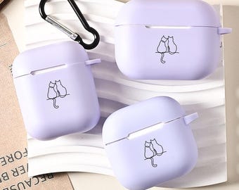 Line Cat Cute Cartoon Colorful Custom Airpods Case With Keychain For AirPods 4th Pro2 Pro,Airpods Pro Pro2 1st 2nd 3rd 4th Generation Case