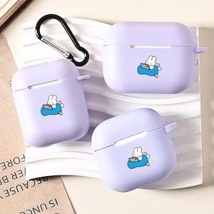 Leuke nijntje konijn gepersonaliseerde airpods-hoes met sleutelhanger voor airpods 4e pro2 pro, apple airpods pro pro2 1e 2e 3e 4e generatie hoesje