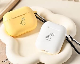 Cartoon Ghost Funny Personalized Airpods Case With Keychain For AirPods 4th Pro2 Pro,Apple Airpods Pro Pro2 1st 2nd 3rd 4th Generation Case