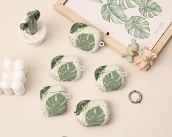 Capa para AirPods 4ª Geração com Folhas Verdes, Capa para AirPods Pro 3 com Chaveiro, Capa Personalizada para Apple AirPods Pro 2 (1ª, 2ª, 3ª e 4ª Gerações)