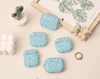 Capa Water Ripple para AirPods 4ª geração, capa com chaveiro para AirPods Pro 2, capa personalizada para Apple AirPods Pro Pro2 1ª, 2ª, 3ª e 4ª geração