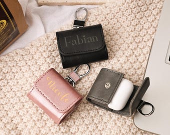 Personalized Leather AirPods Case,Custom Retro Leather Apple AirPod Cover,Airpods Pro Pro2 Pro3 1st 2nd 3rd 4th Gen Case With Keychain